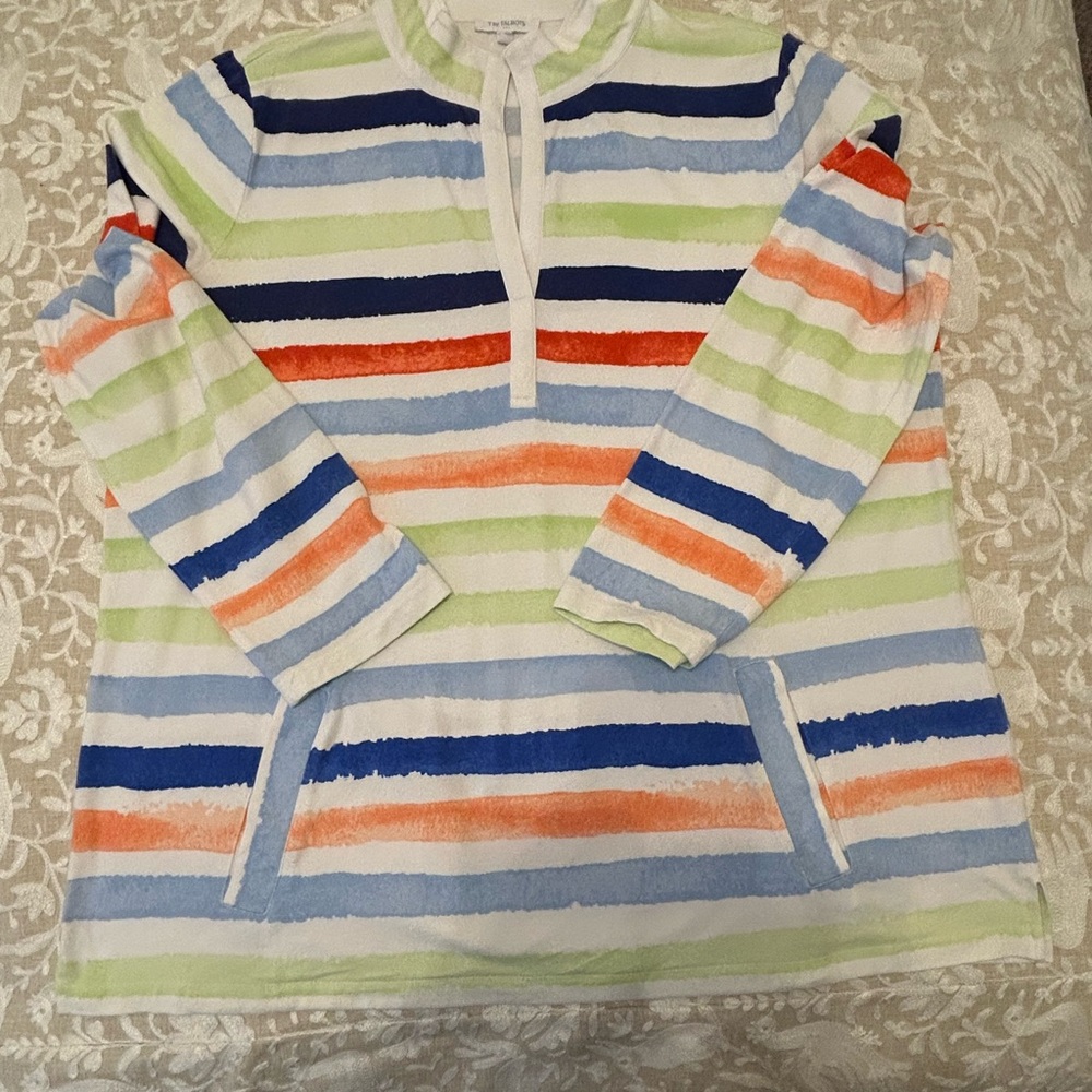 T by TALBOTS Ladies Knit Mulit-Colored Striped Knit Tunic Top Size 1X..So Cute!!